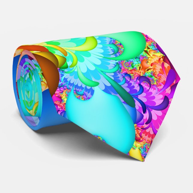 Cravate Fractale d'éclaboussure de couleur double face (Roulé)