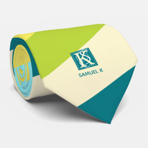 Cravate Fraîcheur et joyeux rayures colorées Monogramme