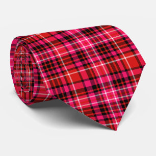 Cravate Fraise Plaid Rouge Rose Noir et blanc