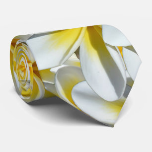 Cravate Frangipanis Jaune Et Blanc,