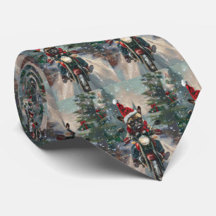 Cravate French Bulldog Riding Moto Noël