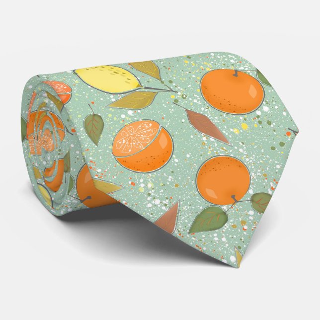 Cravate Fruit motif aux citrons, oranges (Roulé)