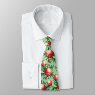 Cravate Fruits de grenade rouge et Feuilles verts