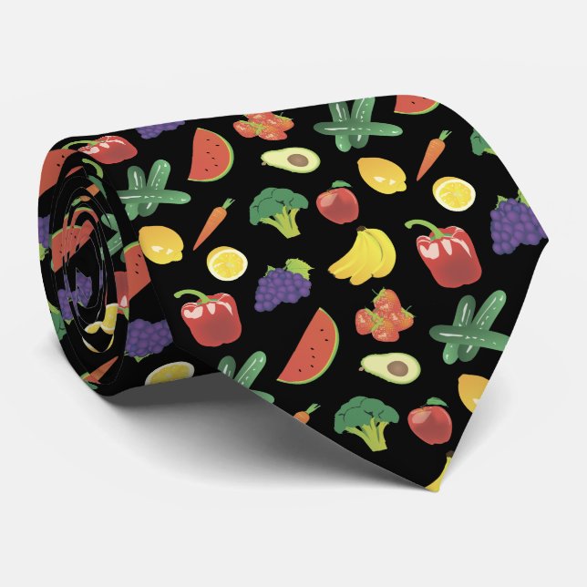 Cravate Fruits et légumes colorés (Roulé)