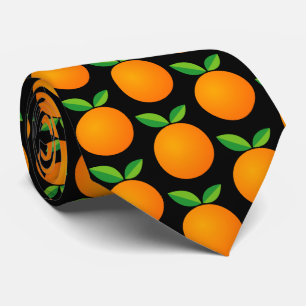 Cravate Fun black and orange fruit pattern neck tie