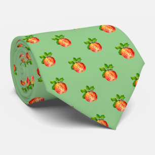 Cravate Fun moderne Pomme Rouge Motif de fruits vert
