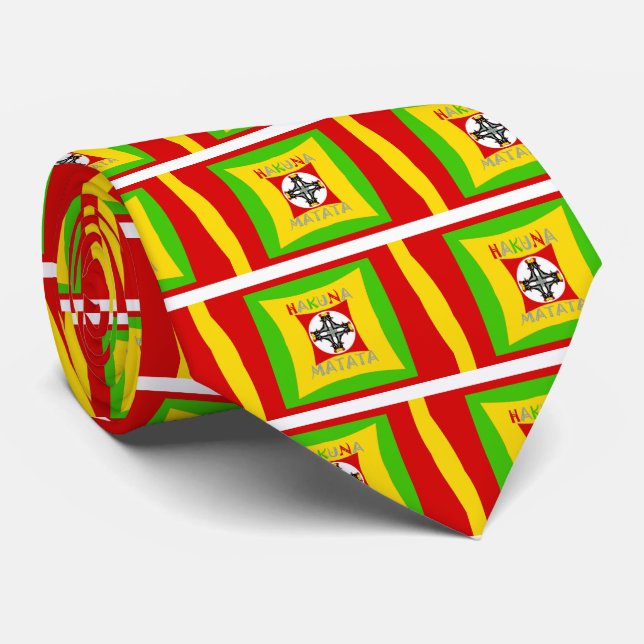 Cravate Fun Rasta couleur rouge or vert (Roulé)