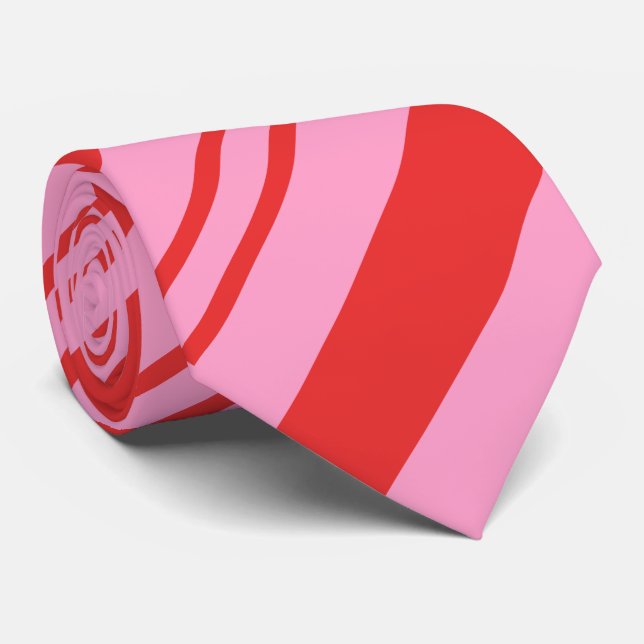 Cravate Fun Sucre de canne Stripe Rouge rose Noël (Roulé)