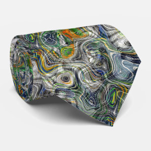 Cravate Funky Cool Rétro Chic Motif Marbre Fractal