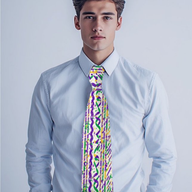 Cravate Funky Purple Green Gold Stripes Mardi Gras Festive (Funky Purple Green Gold Stripes Mardi Gras Festive Neck Tie)