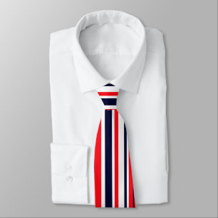 Cravate Funky Red Blue White Stripes Imprimer Motif Cravat