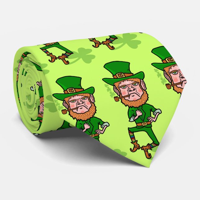 Cravate Funny Angry Lucky Irish Leprechaun (Roulé)