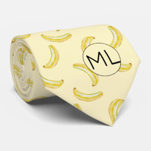 Cravate Funny Banana Jaune Illustration Monogramme Nouveau