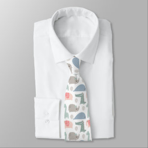 Cravate Funny Face Cute Doodle Animal Pattern