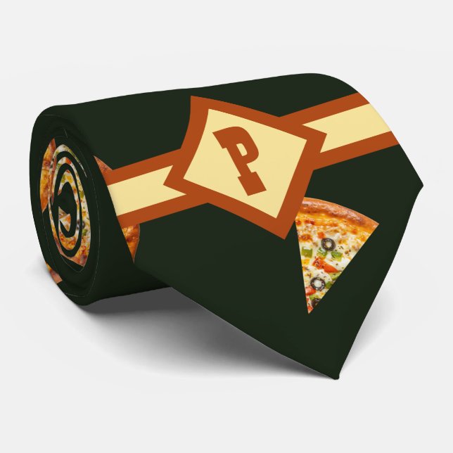 Cravate Funny Monogrammed Pizza Pattern (Roulé)