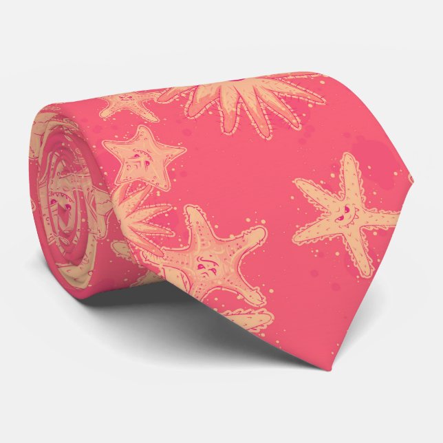 Cravate Funny Starfish rouge-limonade motif (Roulé)