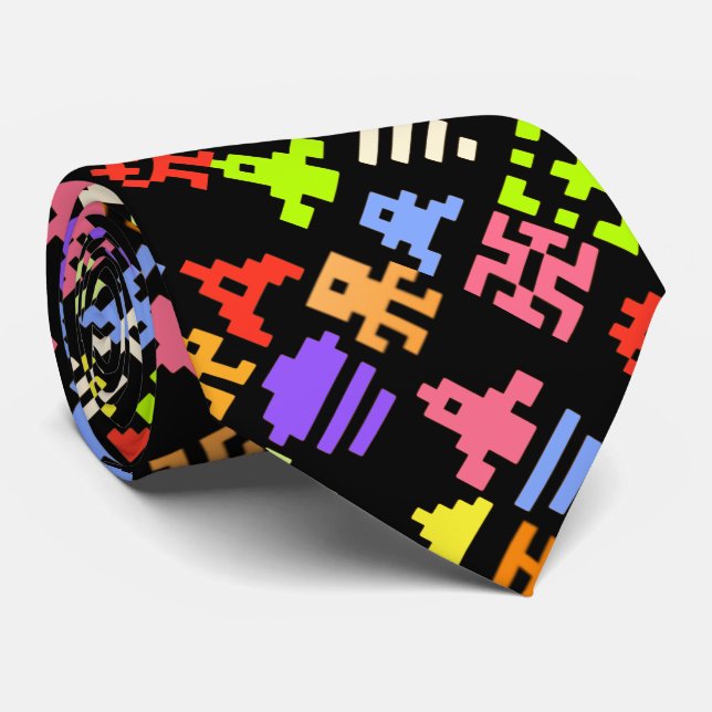 Cravate Gamer Arcade 8 bits rétro (Roulé)