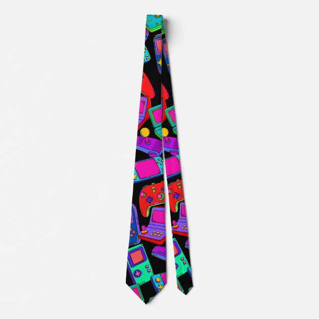 Cravate Gamer Design Retro Vintage 80's (Devant)