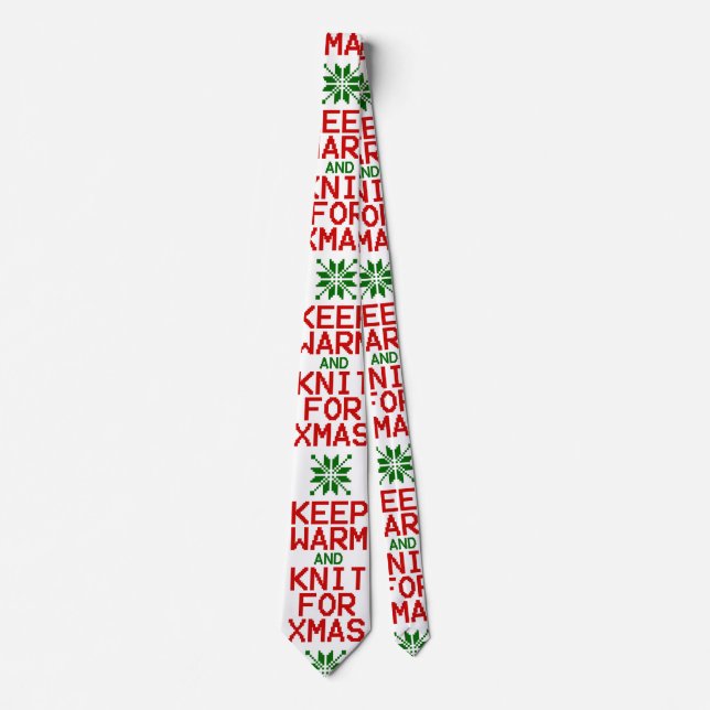 Cravate Gardez chaud et tricot pour Noël (Devant)