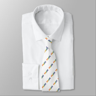 Cravate Gay pride arc-en-ciel en blanc
