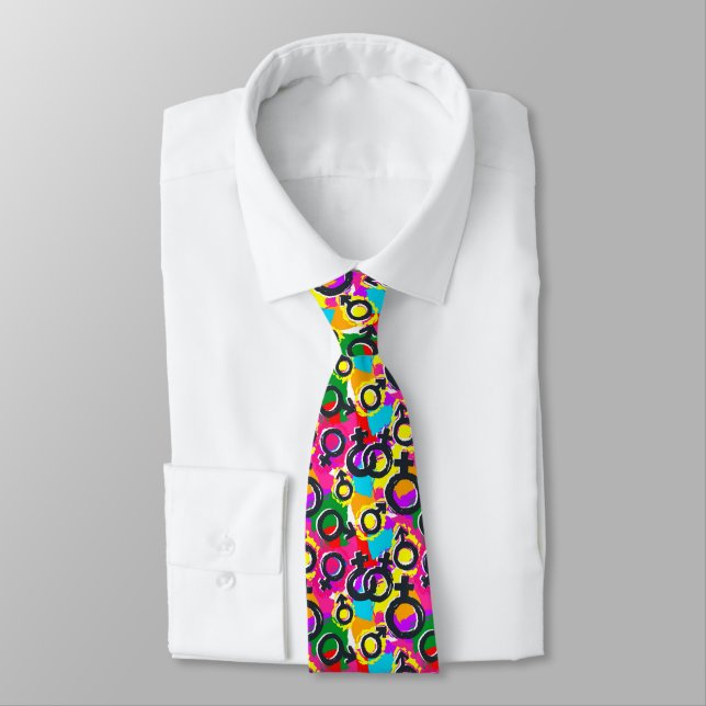 Cravate Gay pride Genre Neon Motif (Attaché)