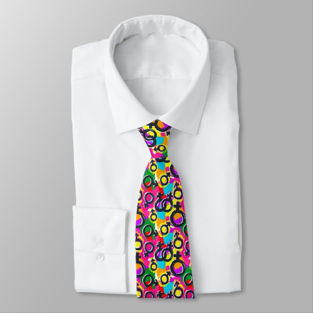 Cravate Gay pride Genre Neon Motif (Attaché)
