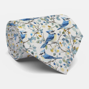 Cravate Geai bleu dans les fleurs jaunes
