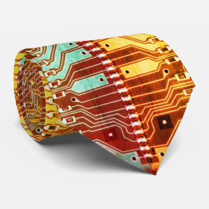 Cravate Geek et carte à circuits imprimés Glitch Nom robot