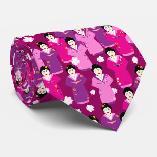 Cravate Geisha en Kimonos Motif japonais