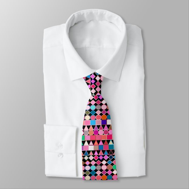 Cravate Géométrie Tribale moderne, couleurs de bijoux sur  (Attaché)