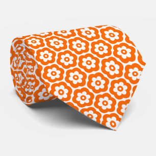 Cravate Géométrique 280514 (03) - orange sur blanc