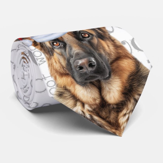 Cravate German Shepherd Funny Woof Christmas Dog Lover (Roulé)