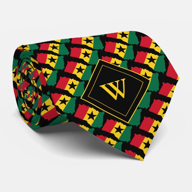 Cravate GHANA Écriture chrétienne Monogramme Noir (Roulé)