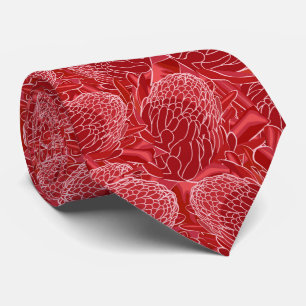 Cravate Gingembre Rouge Floral Tropical