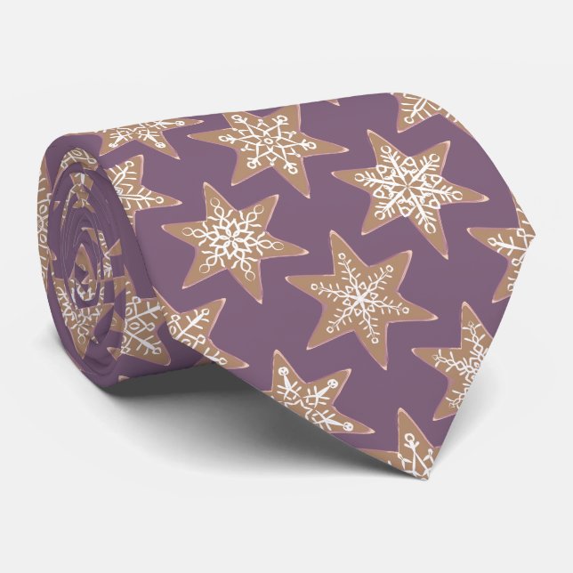 Cravate Gingerbread Stars Spiced Plum Neck Tie (Roulé)