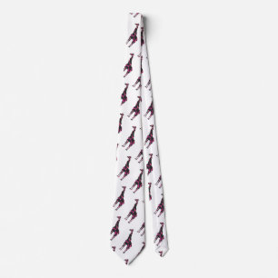 Cravate Giraffe Rose chaud et Silhouette noire