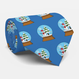 Cravate Globe de neige avec Snowman et Pine Tree