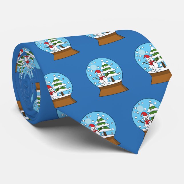 Cravate Globe de neige avec Snowman et Pine Tree (Roulé)