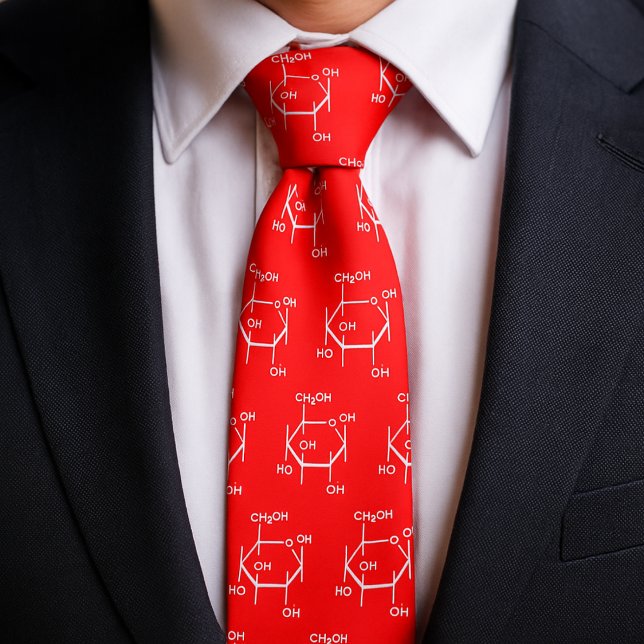 Cravate Glucose Molecule Chimie Science Thème Rouge (Glucose Molecule Chemistry Science Themed Red Neck Tie)