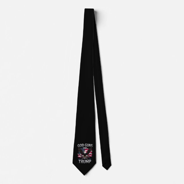 Cravate God Guns Et Trump Eagle Drapeau Américain Vintage (Devant)