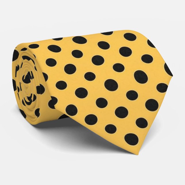 Cravate Gold & Black Polka Dot (Roulé)