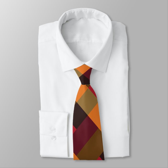 Cravate Gold Brown orange cardinal rouge bloc de couleur (Attaché)