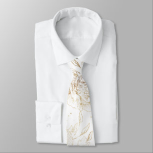 Cravate Gold Faux Elégant Mariage à main tiré Floraux