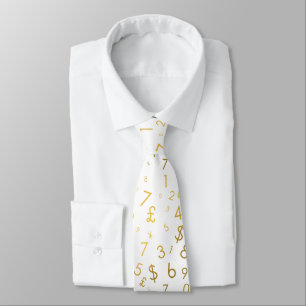 Cravate Gold Luxury Numéros & Devise Symboles Motif
