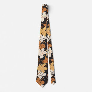 Cravate Golden Brown Autumn Pattern Black Ver