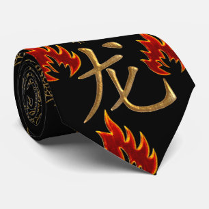 Cravate Golden Dragon Fire - Black Gold Red - Single Side