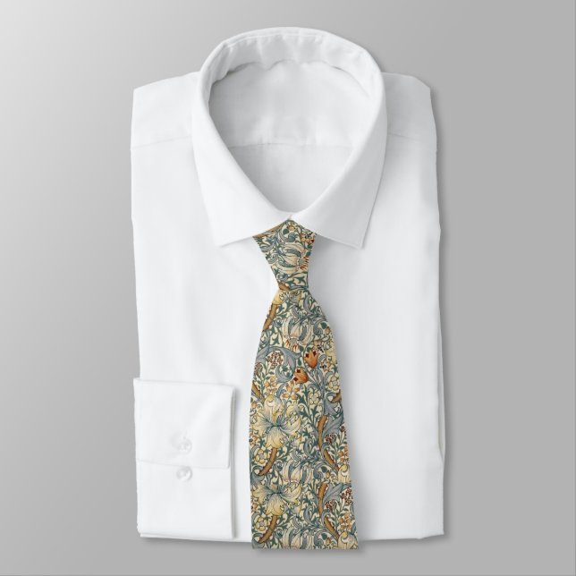 Cravate Golden Lily William Morris Floral (Attaché)
