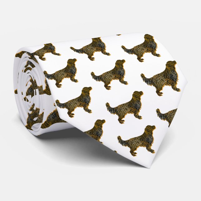 Cravate Golden Retriever Chien Silhouette Halloween Blanc (Roulé)