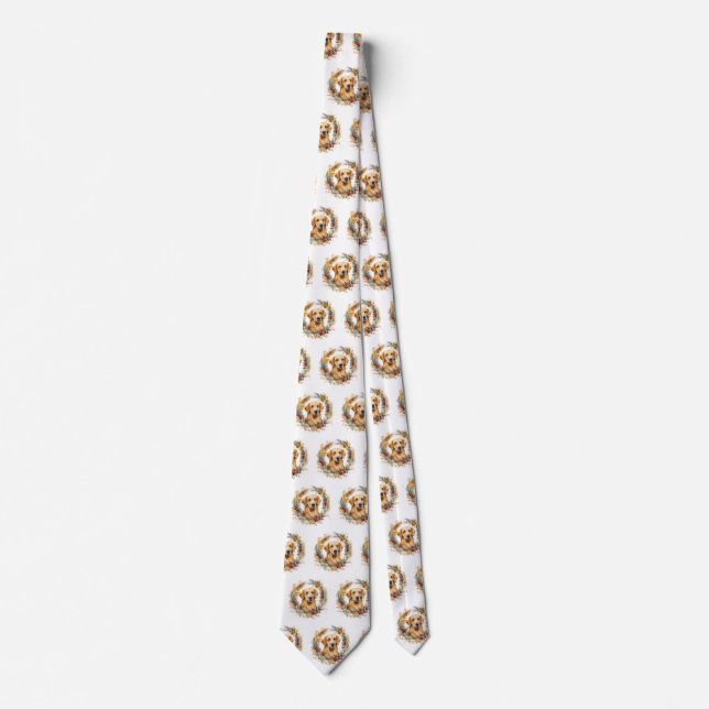 Cravate Golden Retriever Christmas Wreath Festive Pup (Devant)