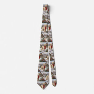 Cravate Golden Retriever Dog in Snow Christmas